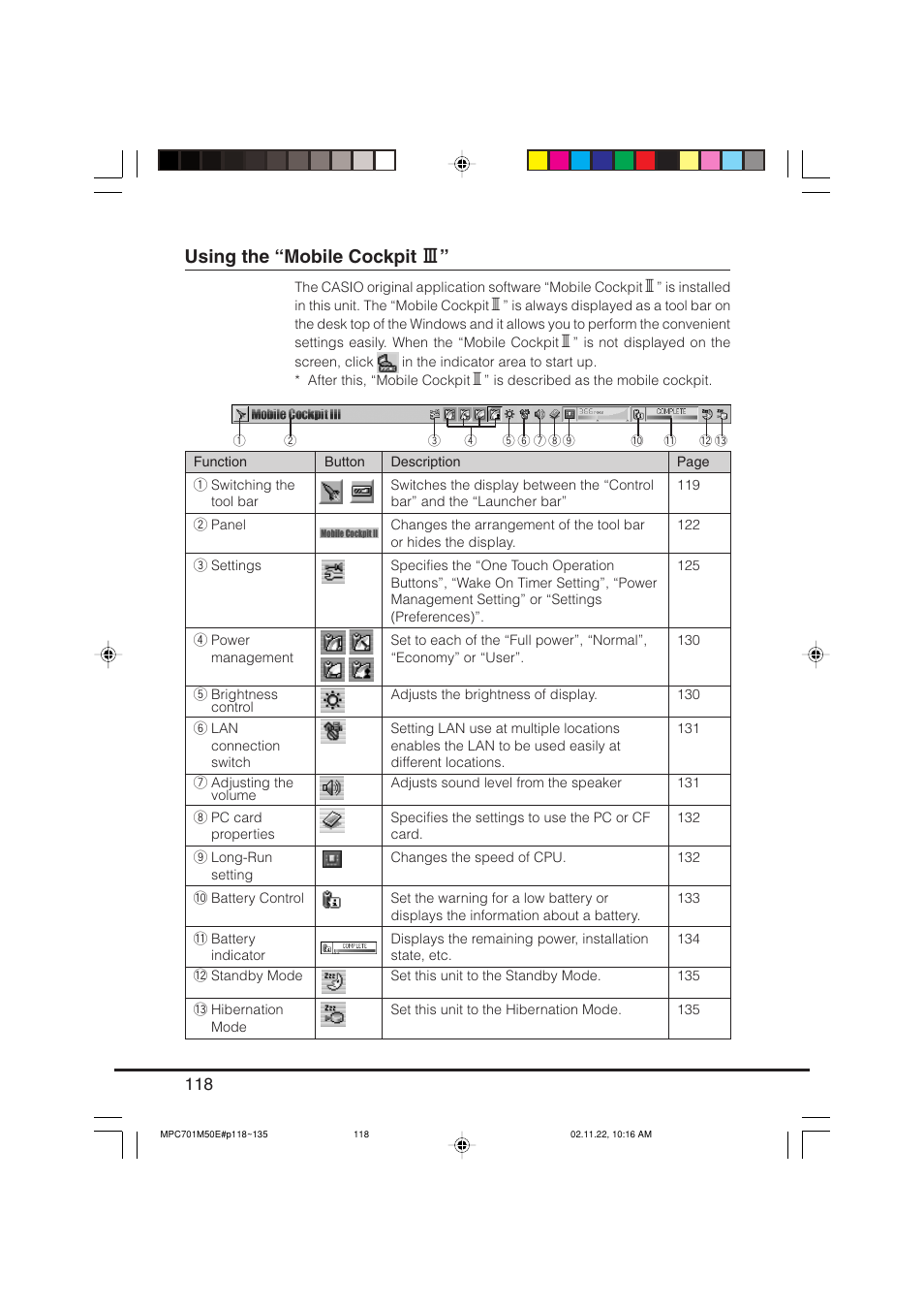 Using the ''mobile cockpit iii, Using the “mobile cockpit | Casio MPC-701 User Manual | Page 120 / 160