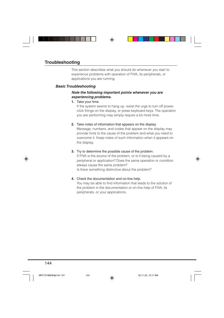 Troubleshooting | Casio MPC-701 User Manual | Page 146 / 160