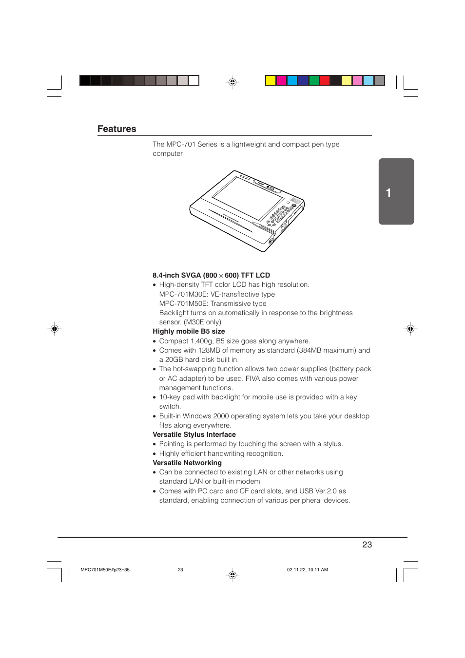 Features | Casio MPC-701 User Manual | Page 25 / 160