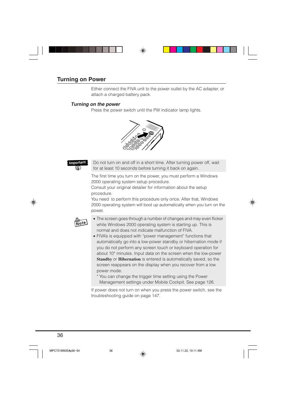 Turning on power, Turning on the power | Casio MPC-701 User Manual | Page 38 / 160