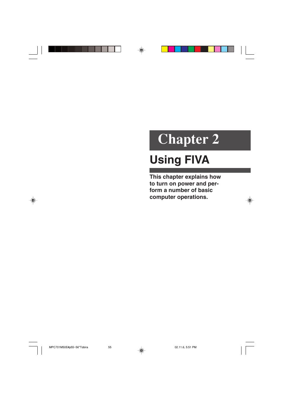 Chapter 2 using fiva, Chapter 2, Using fiva | Casio MPC-701 User Manual | Page 57 / 160