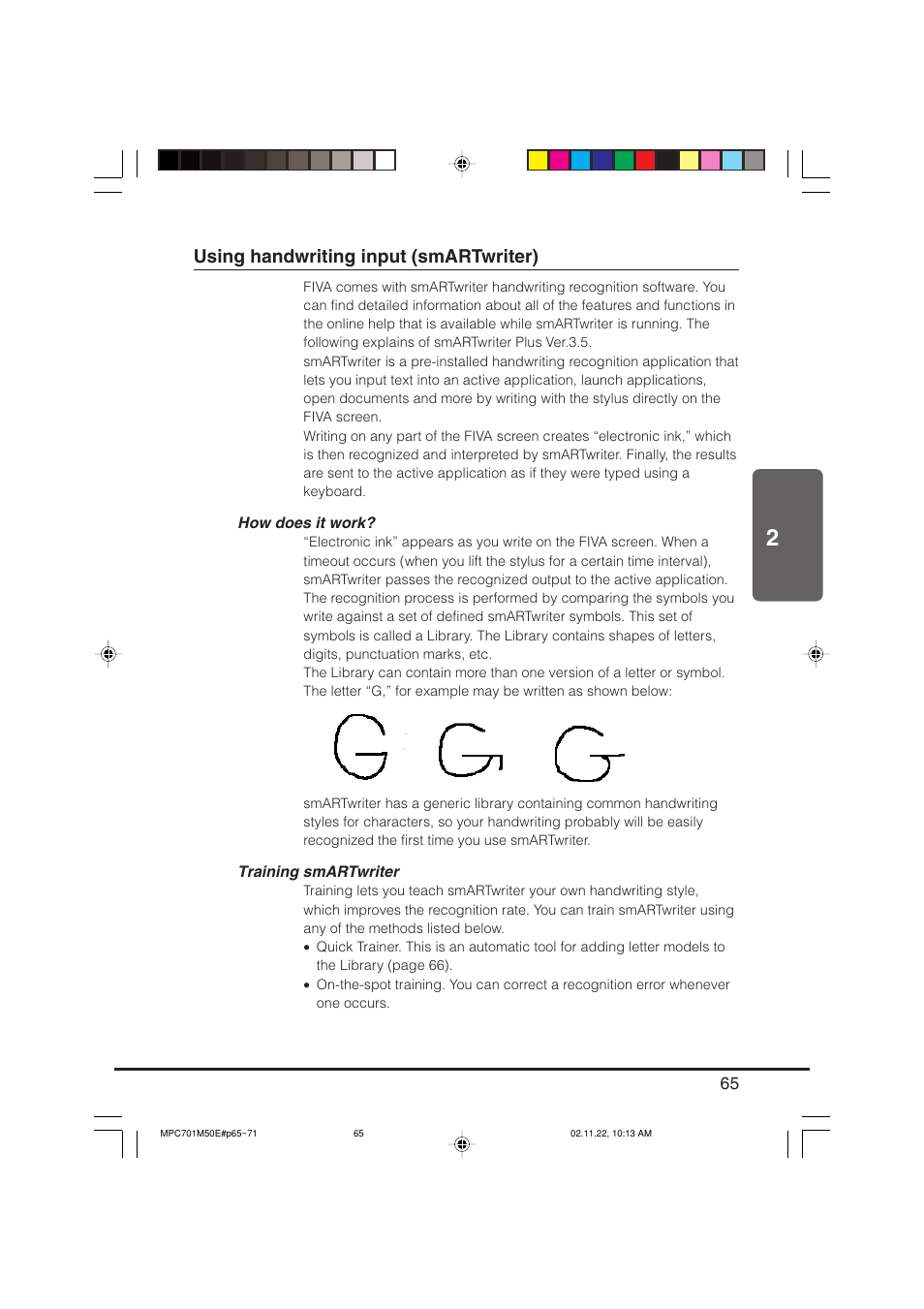 Using handwriting input (smartwriter) | Casio MPC-701 User Manual | Page 67 / 160