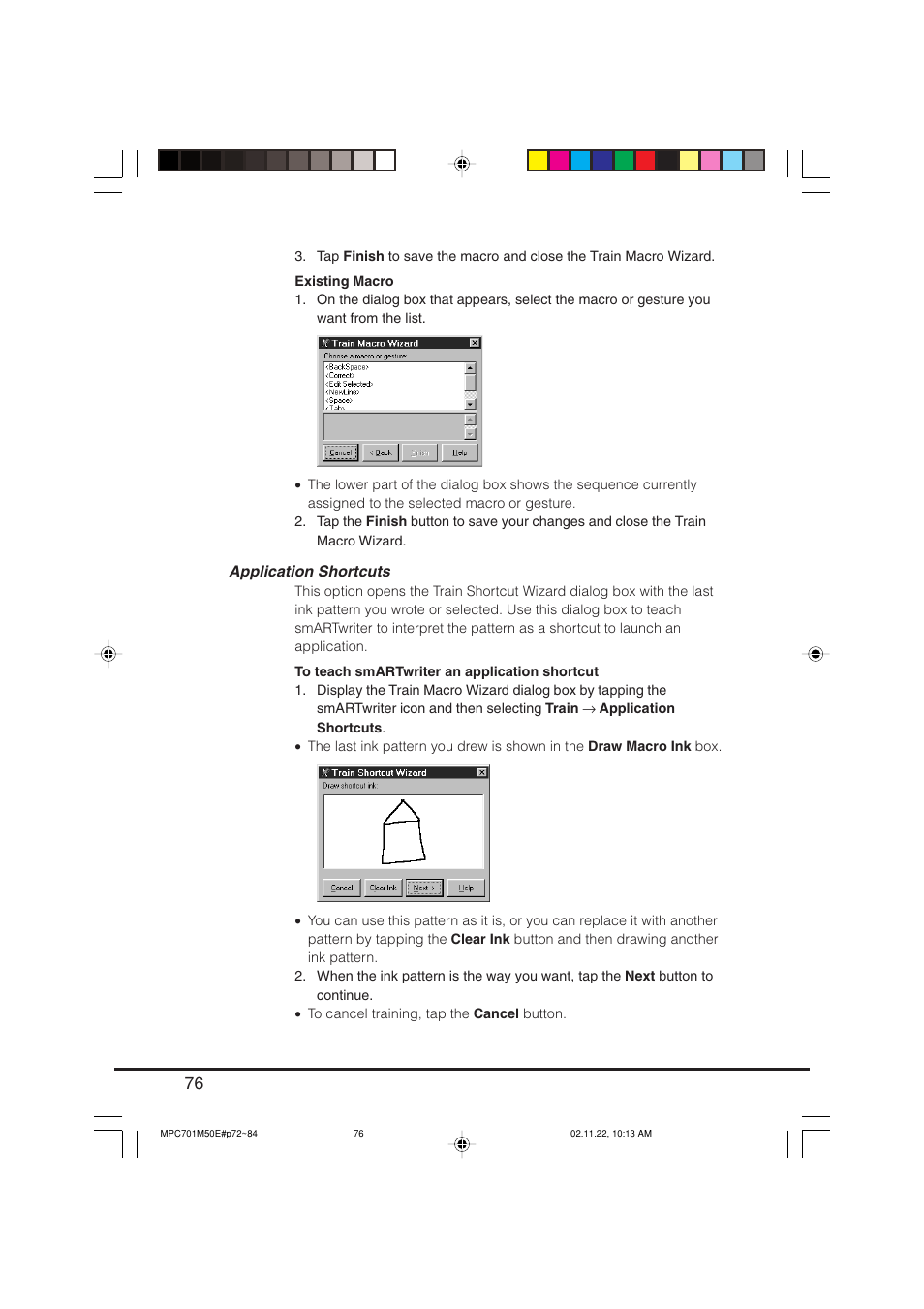 Application shortcuts | Casio MPC-701 User Manual | Page 78 / 160