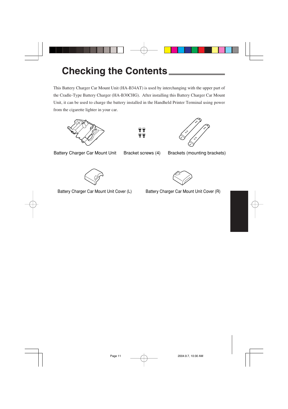 Checking the contents | Casio HA-B34AT User Manual | Page 11 / 24