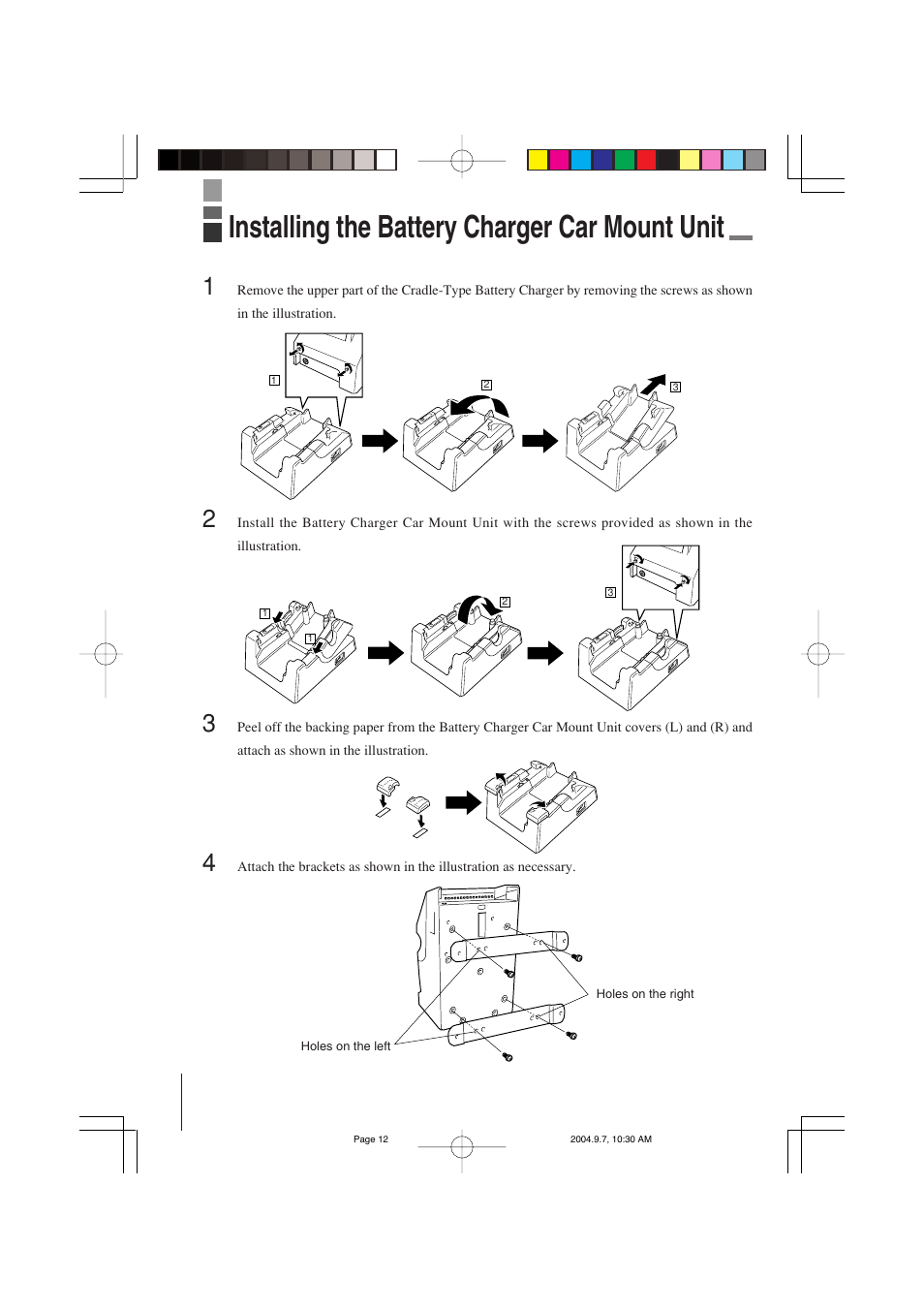 Installing the battery charger car mount unit | Casio HA-B34AT User Manual | Page 12 / 24