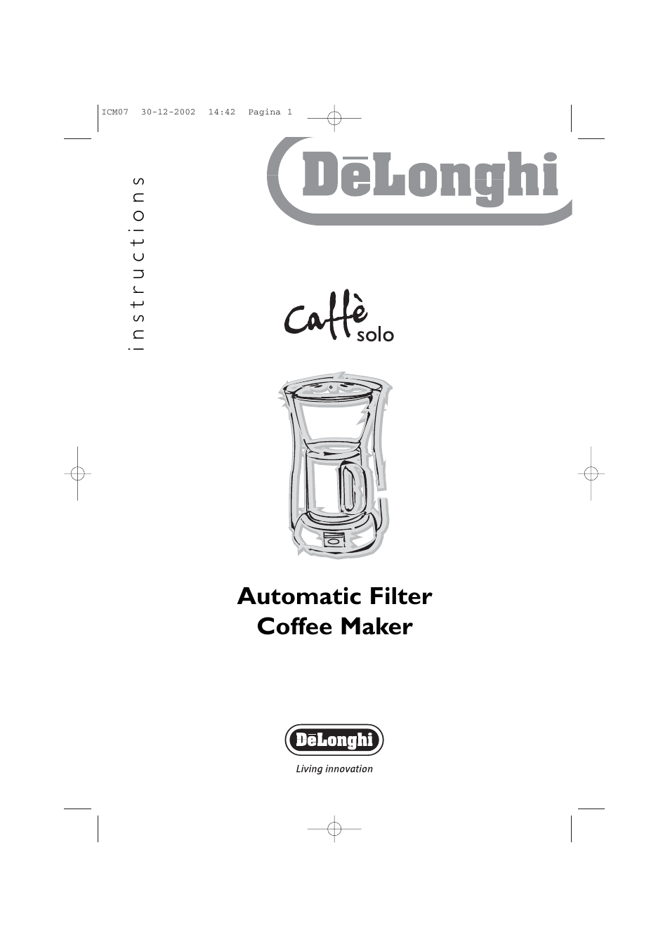 DeLonghi Maker ICM07 User Manual | 7 pages