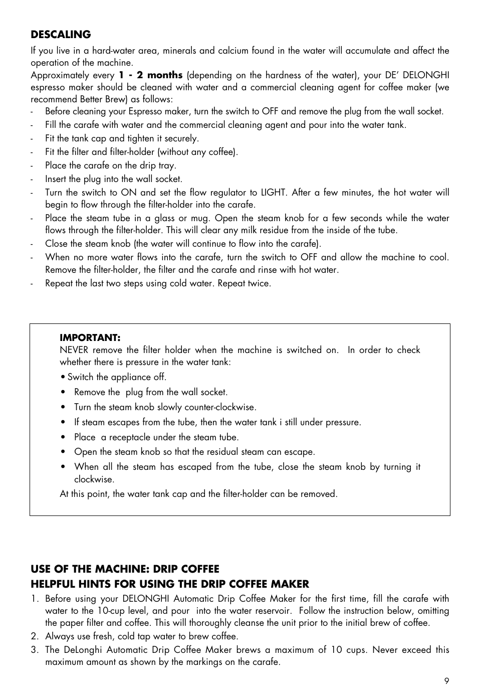 DeLonghi BCO80 User Manual | Page 9 / 15