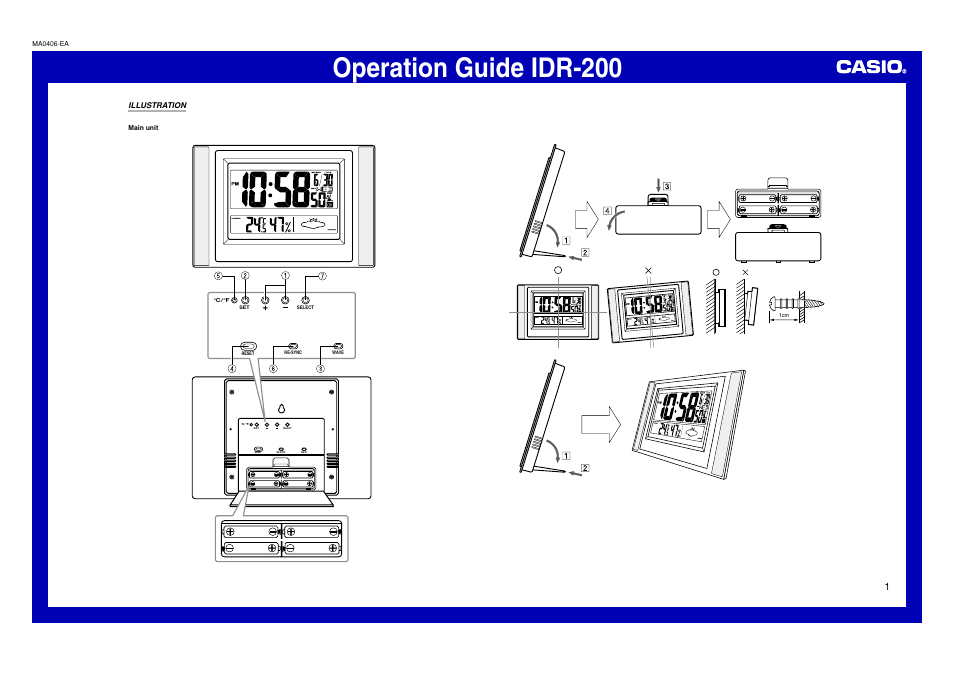 Casio IDR-200 User Manual | 6 pages