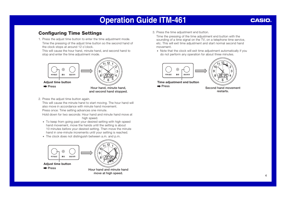 Configuring time settings, Operation guide itm-461 | Casio ITM-461 User Manual | Page 4 / 5