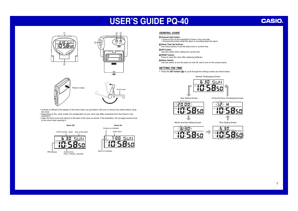 Casio PQ-40 User Manual | 2 pages