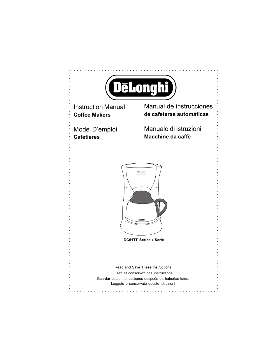 DeLonghi Coffee Makers User Manual | 38 pages