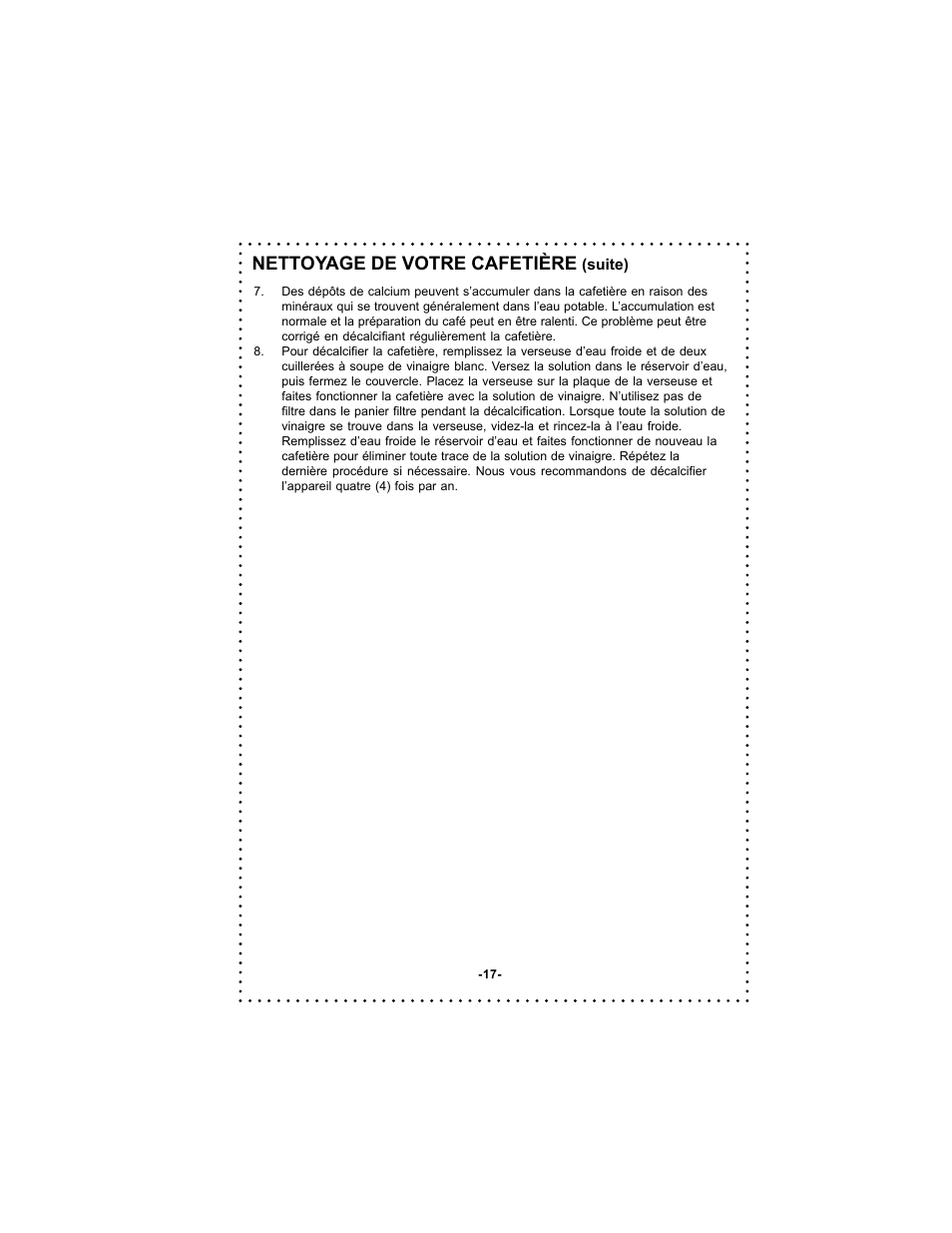 Nettoyage de votre cafetière | DeLonghi Coffee Makers User Manual | Page 17 / 38