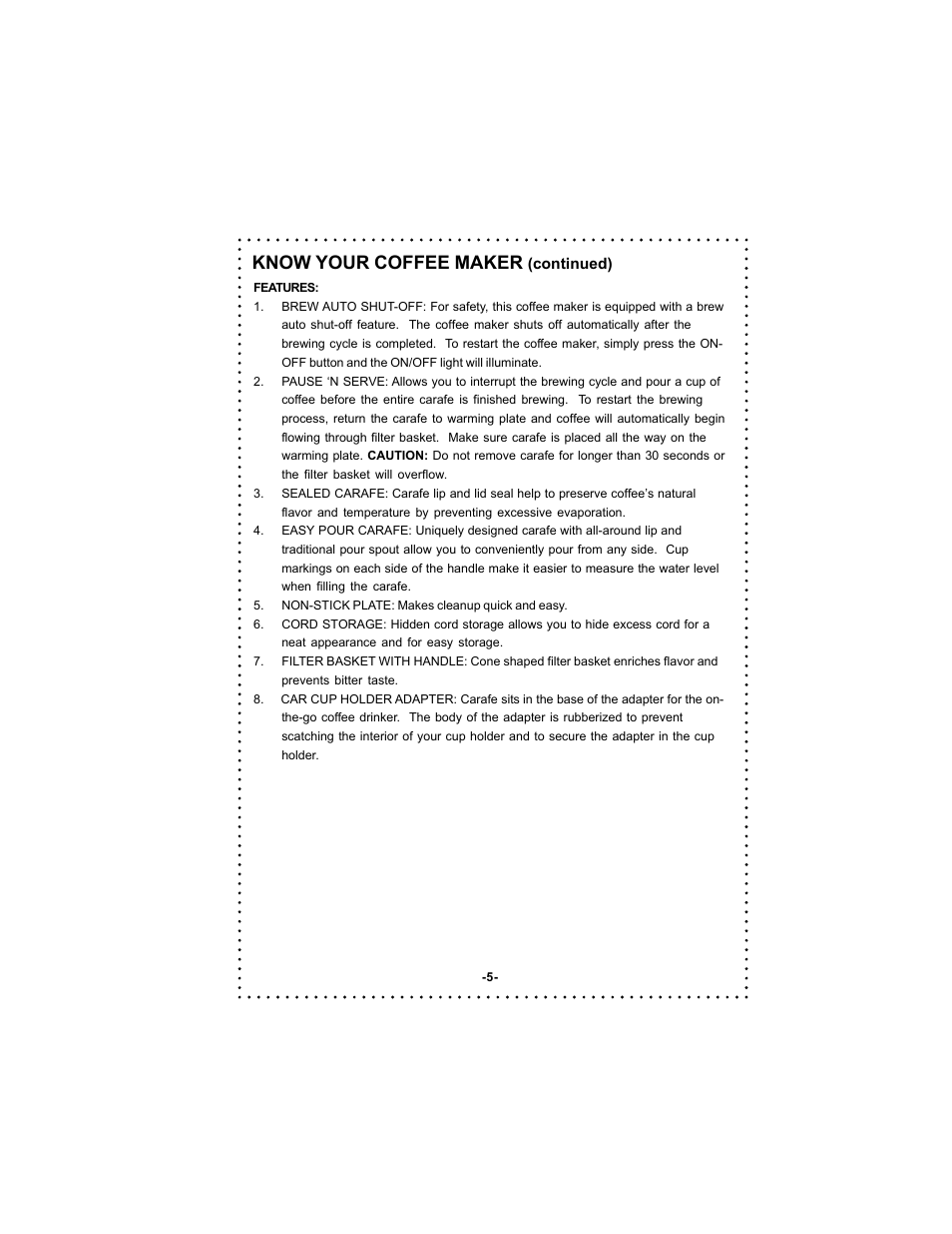 Know your coffee maker | DeLonghi Coffee Makers User Manual | Page 5 / 38