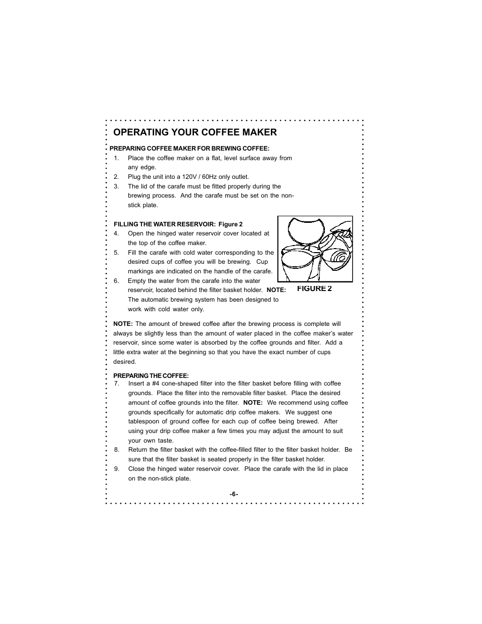 Operating your coffee maker | DeLonghi Coffee Makers User Manual | Page 6 / 38