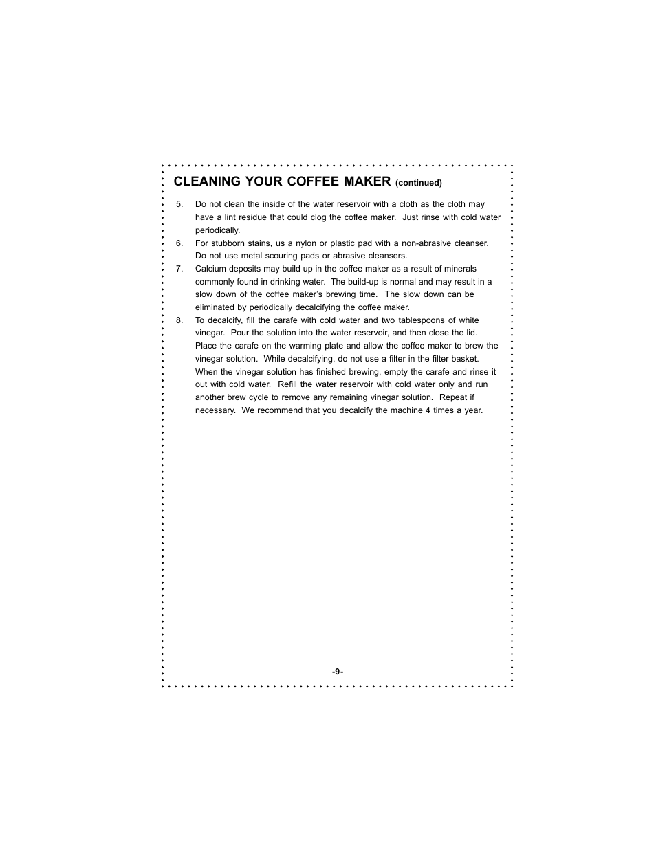Cleaning your coffee maker | DeLonghi Coffee Makers User Manual | Page 9 / 38