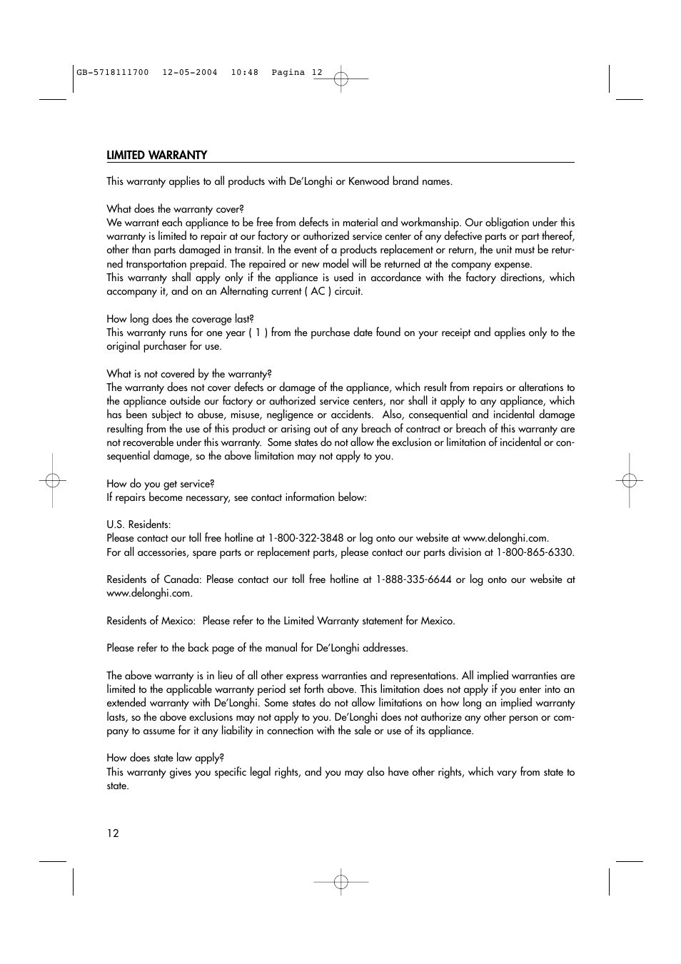 DeLonghi EO1200 Series User Manual | Page 12 / 46