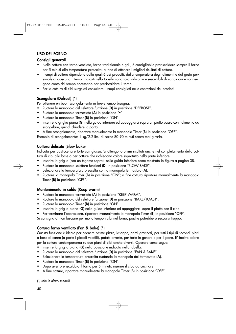 DeLonghi EO1200 Series User Manual | Page 40 / 46