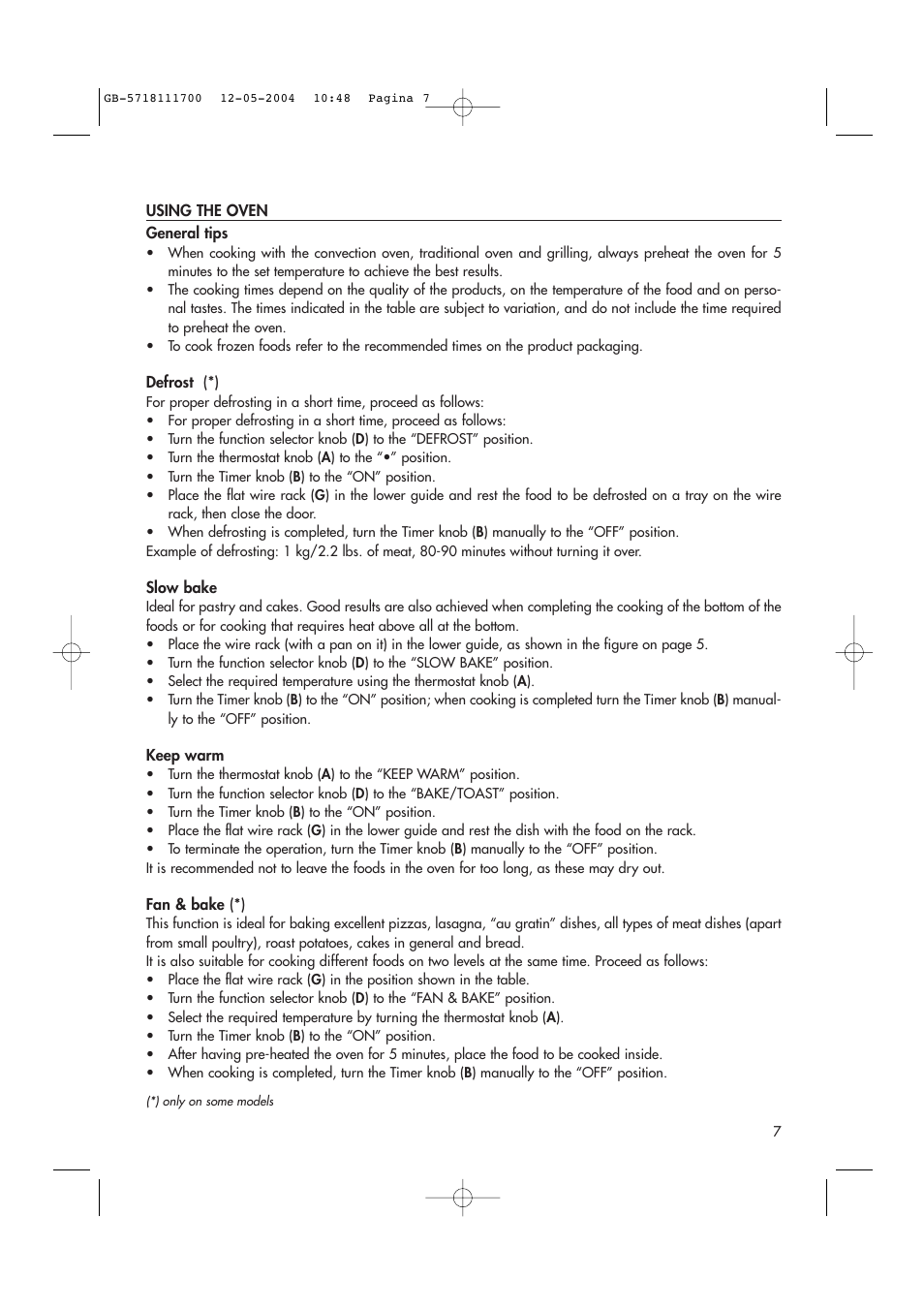 DeLonghi EO1200 Series User Manual | Page 7 / 46