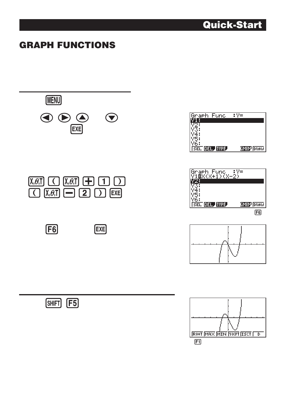 V(v+b) (v-c)w, Quick-start, Graph functions | Casio fx-9750G Getting Acquainted User Manual | Page 11 / 43