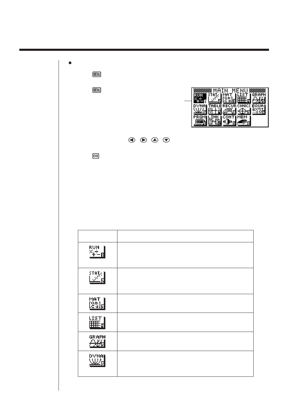 Selecting icons and entering modes | Casio fx-9750G Getting Acquainted User Manual | Page 32 / 43