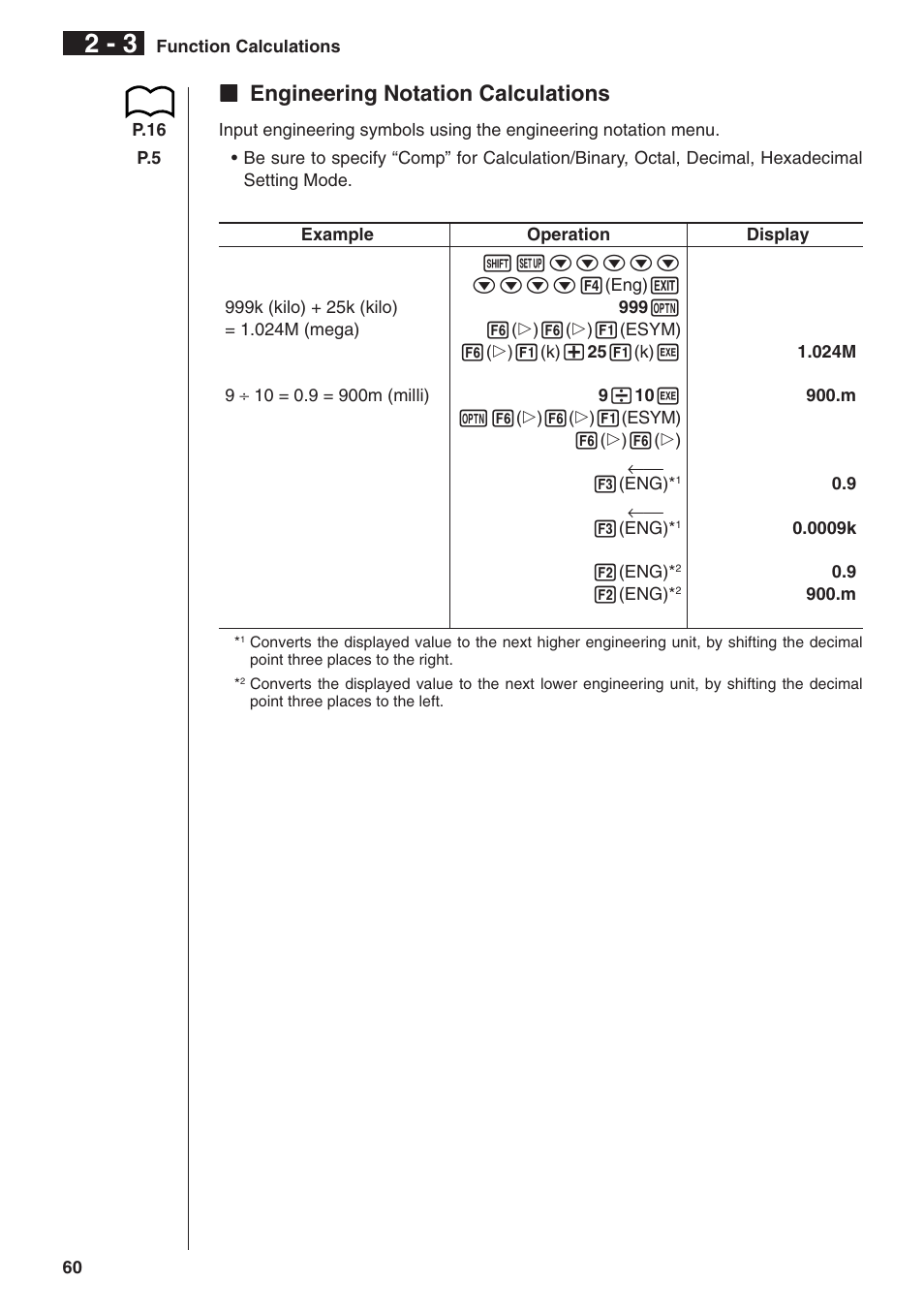 Kk engineering notation calculations | Casio fx-9750G Manual Calculations User Manual | Page 16 / 18