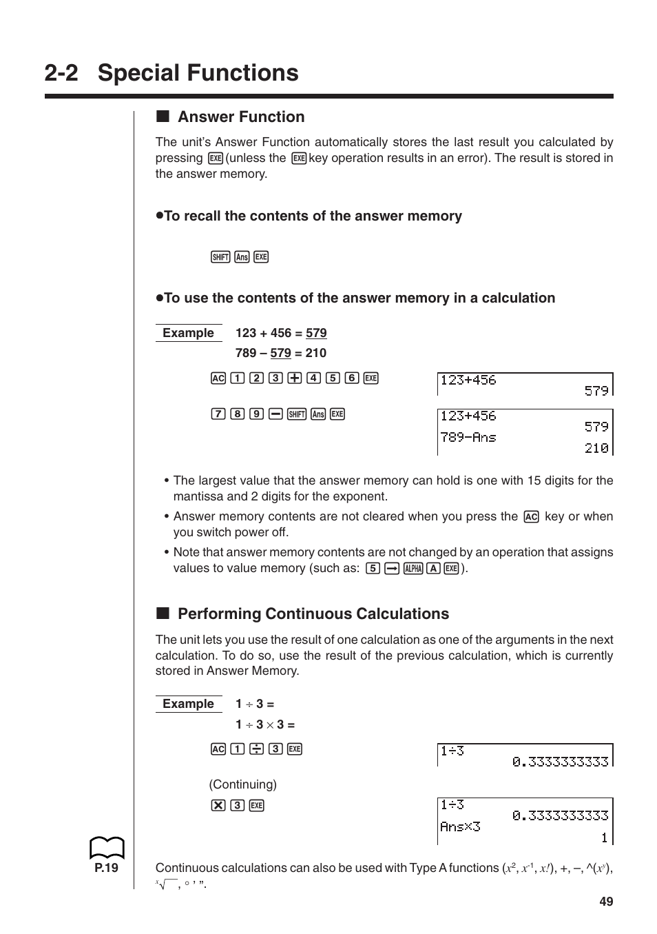 2 special functions | Casio fx-9750G Manual Calculations User Manual | Page 5 / 18