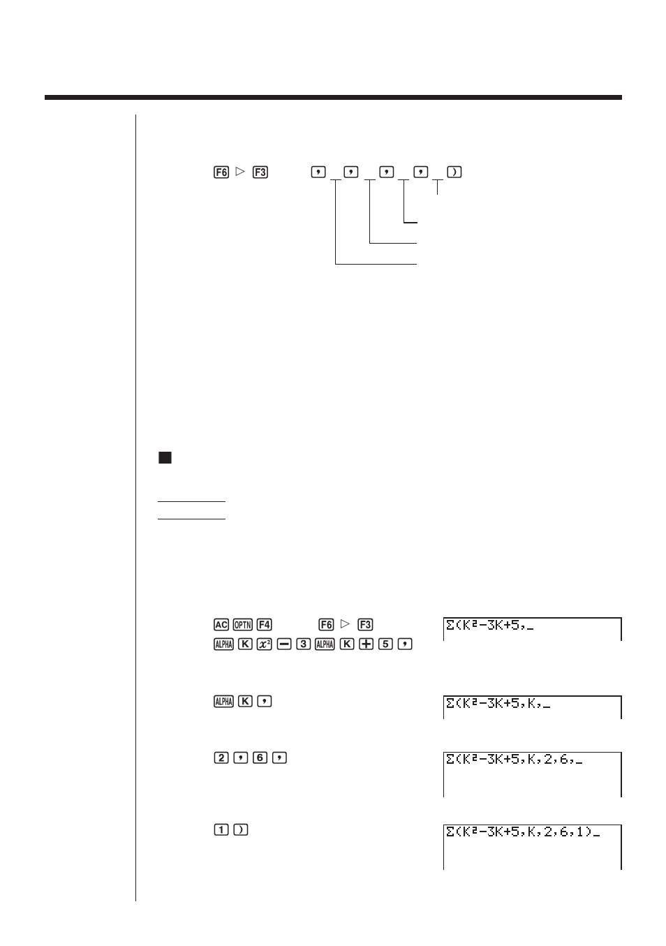 7 σ calculations, Kexample σ calculation | Casio fx-9750G Differential/Quadratic Differential, Integration, Value User Manual | Page 15 / 16