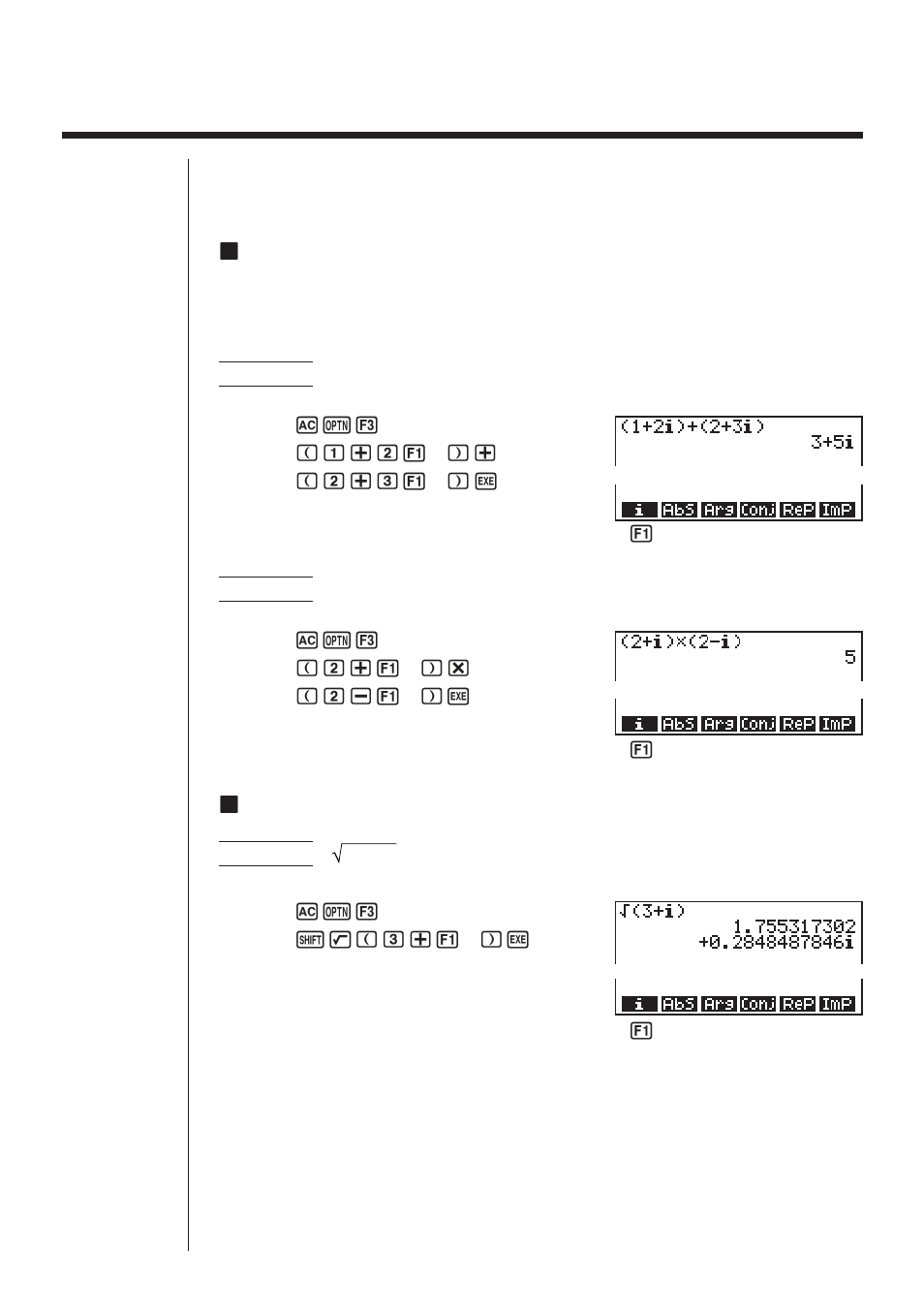 2 performing complex number calculations | Casio fx-9750G Complex Numbers User Manual | Page 3 / 6