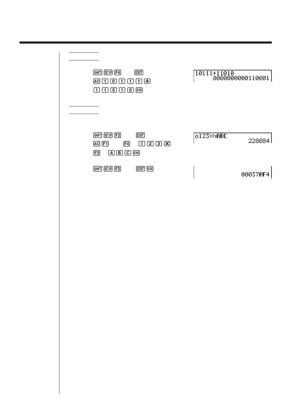 3 arithmetic operations | Casio fx-9750G Binary, Octal, Decimal, and Hexadecimal Calculations User Manual | Page 5 / 6