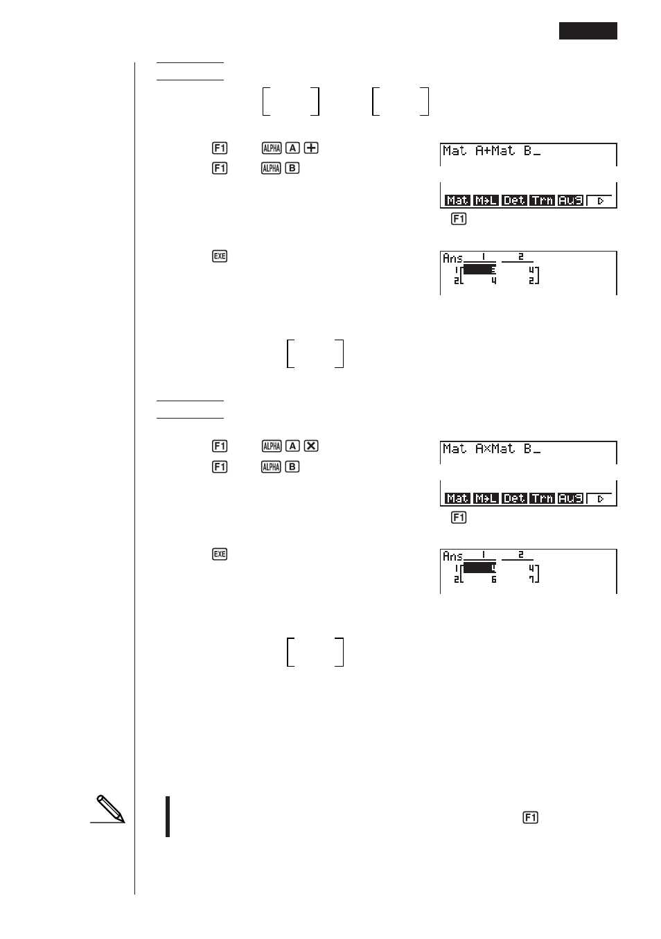 Casio fx-9750G Matrix Calculations User Manual | Page 17 / 23