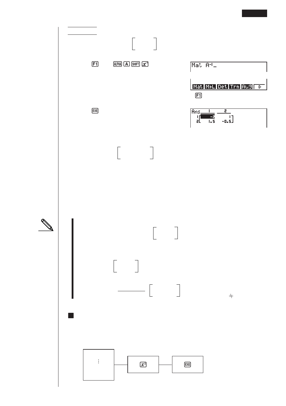 Ksquaring a matrix | Casio fx-9750G Matrix Calculations User Manual | Page 21 / 23