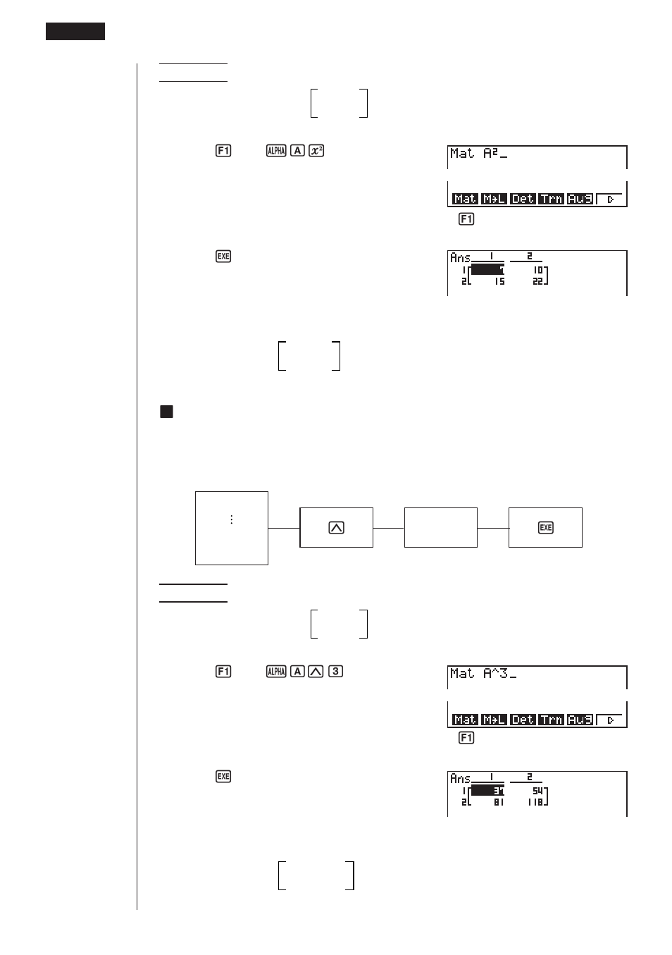 Kraising a matrix to a power | Casio fx-9750G Matrix Calculations User Manual | Page 22 / 23