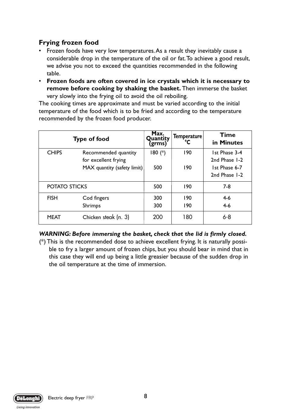 DeLonghi FRP User Manual | Page 8 / 12