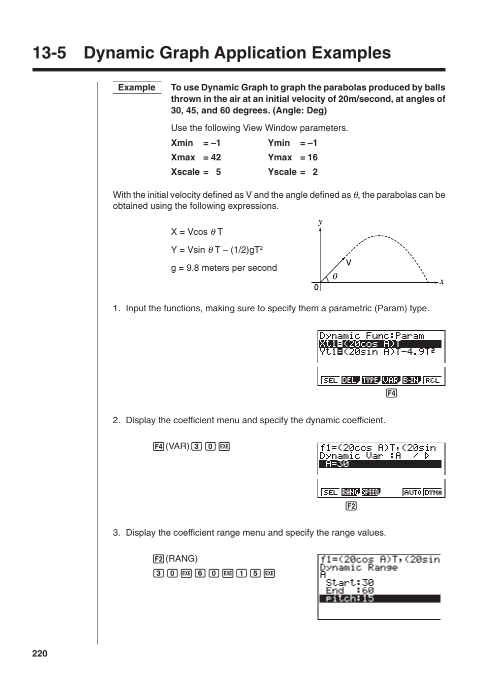 5 dynamic graph application examples | Casio fx-9750G Dynamic Graph User Manual | Page 14 / 16