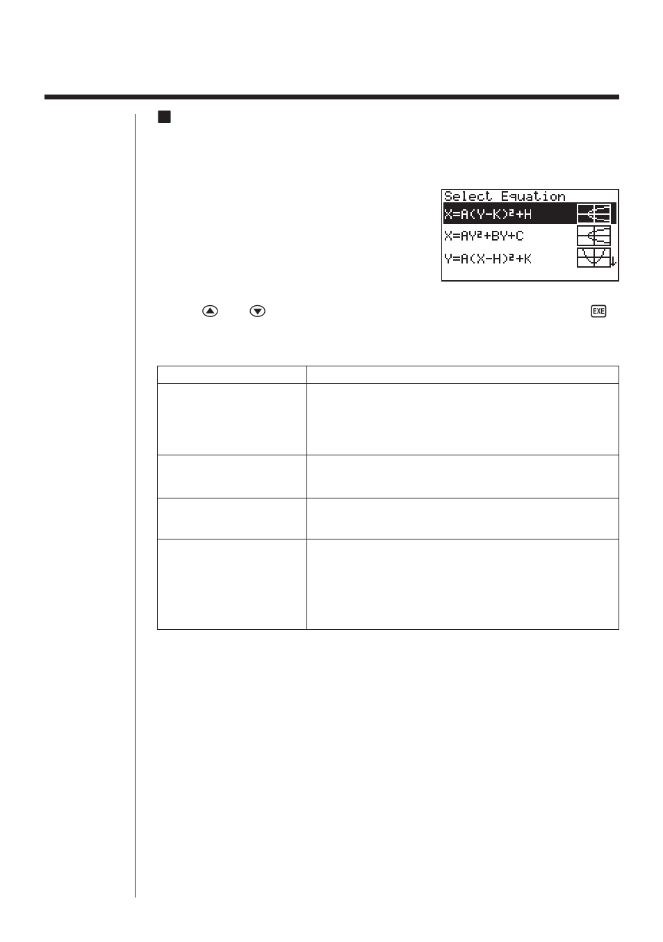 1 before graphing an implicit function, Kentering the conics mode | Casio fx-9750G Implicit Function Graphs User Manual | Page 2 / 11