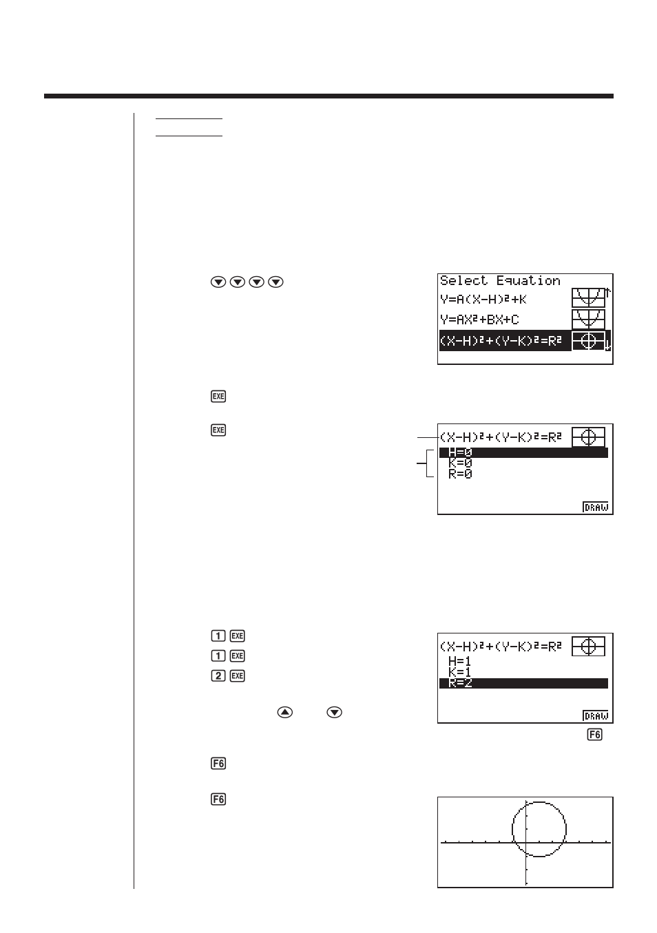 2 graphing an implicit function | Casio fx-9750G Implicit Function Graphs User Manual | Page 3 / 11