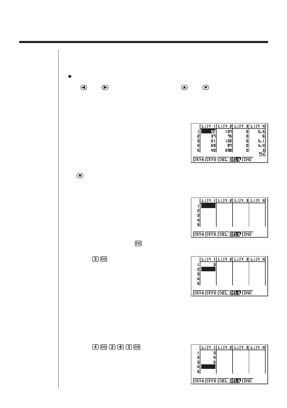 1 list operations | Casio fx-9750G List Function User Manual | Page 3 / 20