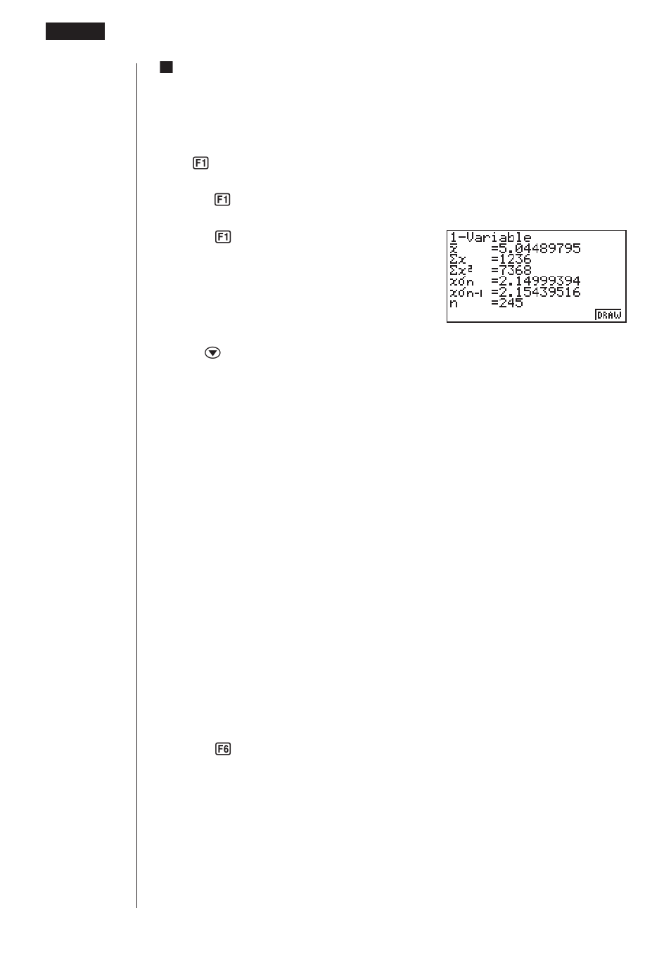 Kdisplaying single-variable statistical results | Casio fx-9750G Statistical Graphs and Calculations User Manual | Page 14 / 29