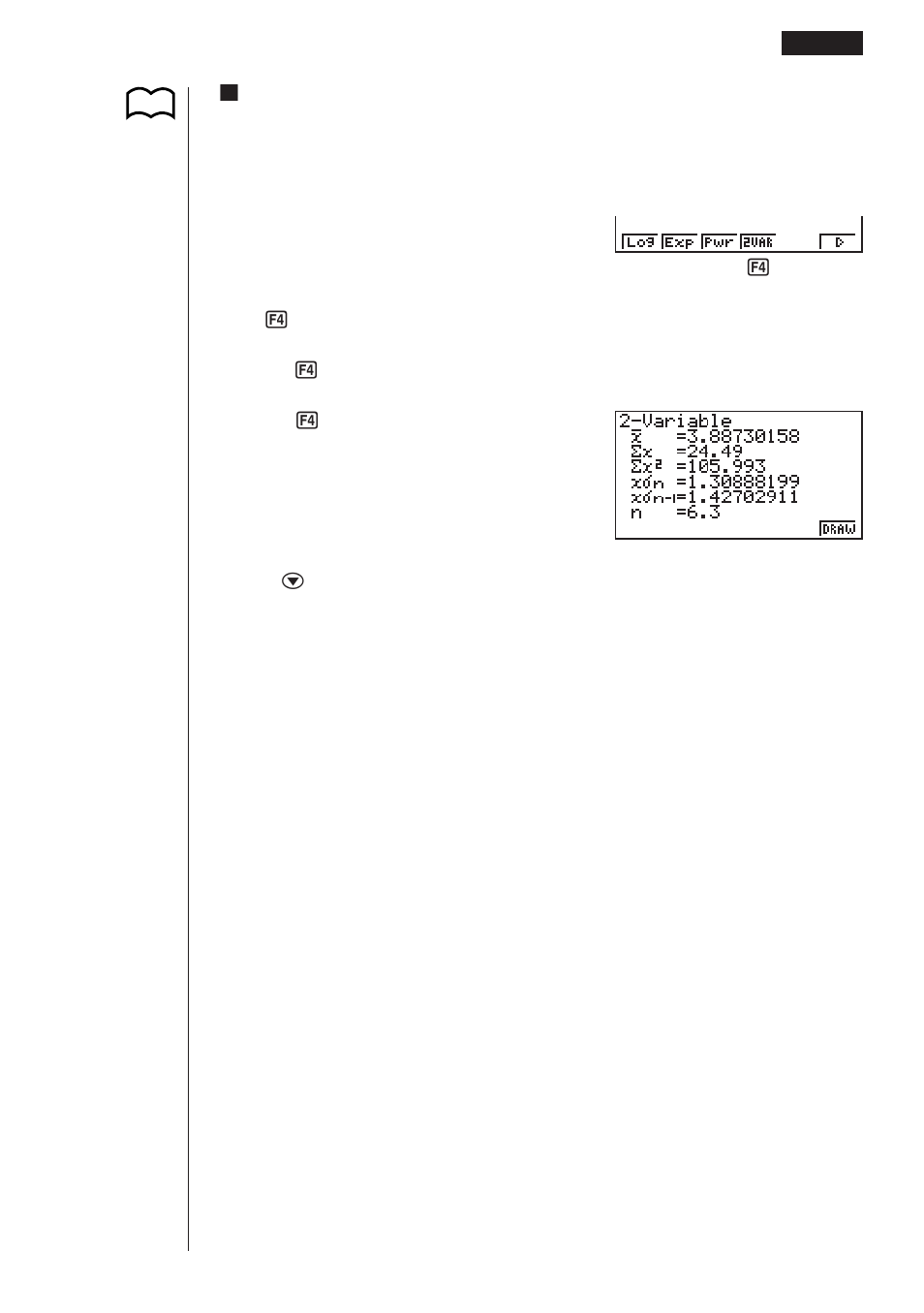 Kdisplaying paired-variable statistical results | Casio fx-9750G Statistical Graphs and Calculations User Manual | Page 19 / 29