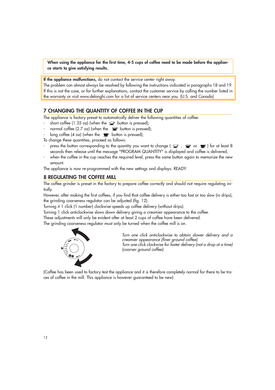 DeLonghi EAM3500 User Manual | Page 12 / 23