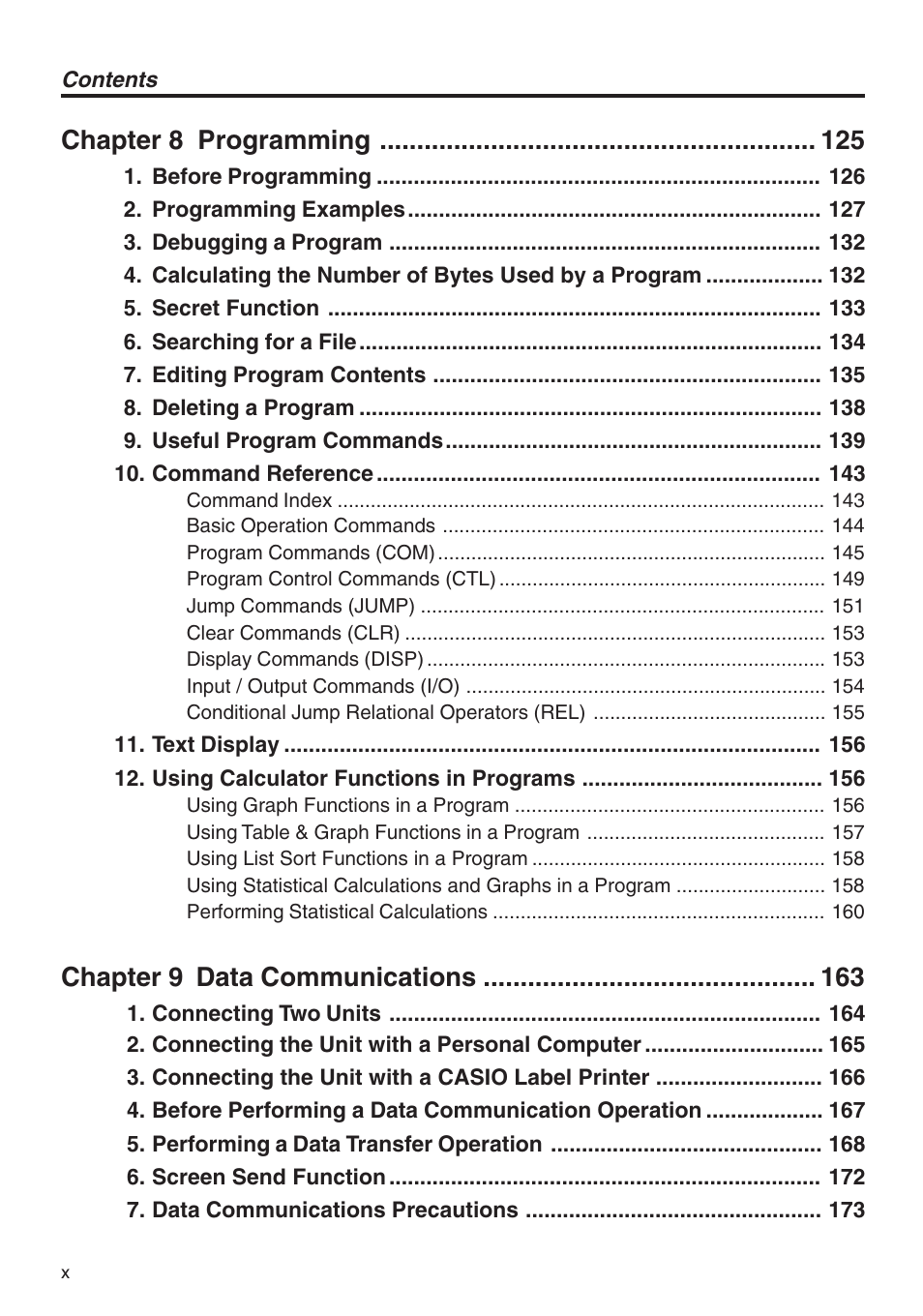 Chapter 8 programming, Chapter 9 data communications | Casio fx-7400G PLUS Getting Acquainted User Manual | Page 12 / 14