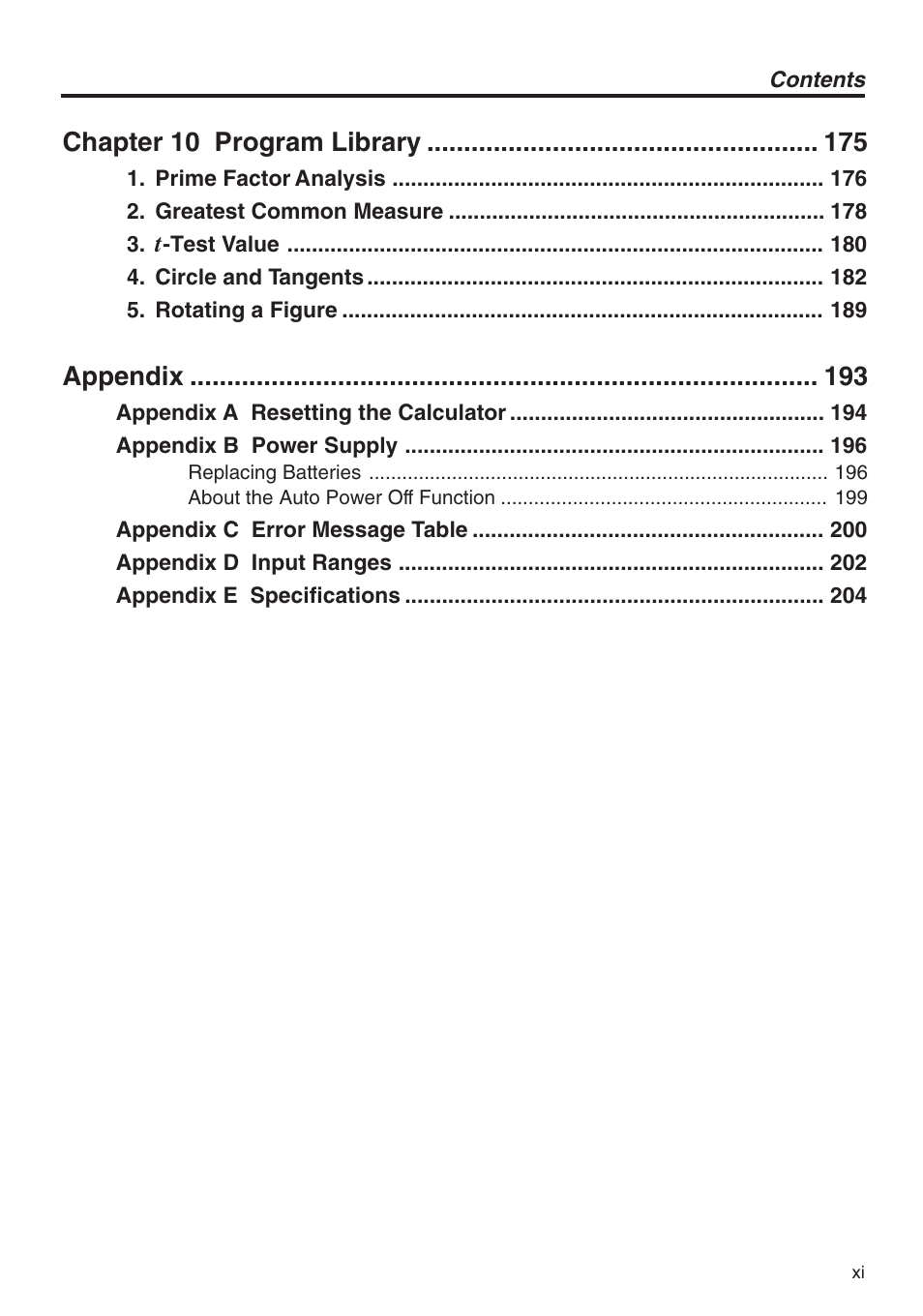 Chapter 10 program library, Appendix | Casio fx-7400G PLUS Getting Acquainted User Manual | Page 13 / 14