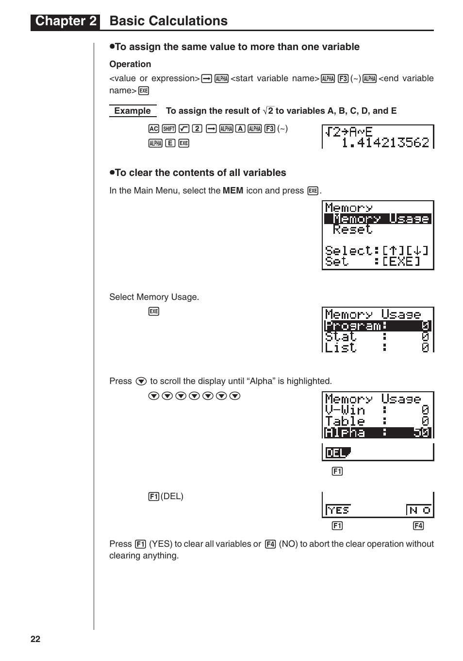 Chapter 2 basic calculations | Casio fx-7400G PLUS Basic Operation User Manual | Page 10 / 30