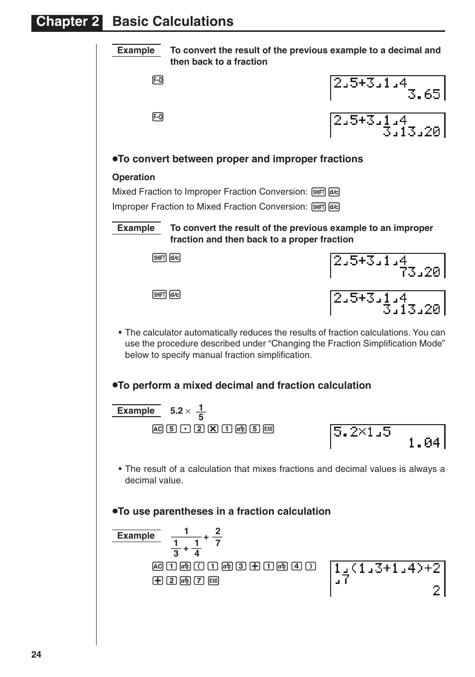 Chapter 2 basic calculations | Casio fx-7400G PLUS Basic Operation User Manual | Page 12 / 30