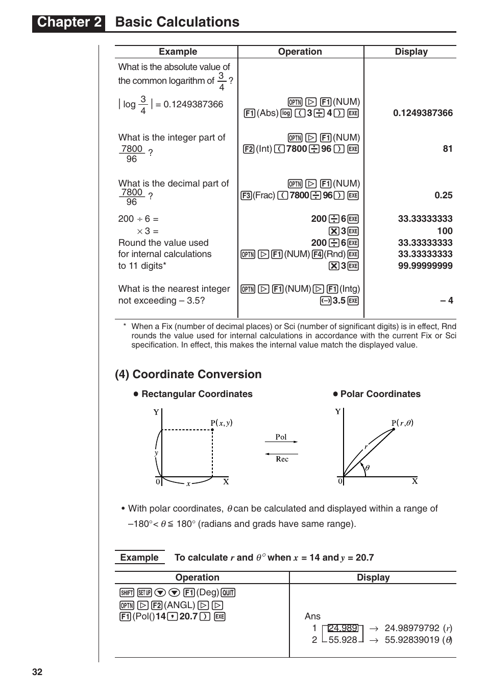 Chapter 2 basic calculations, 4) coordinate conversion | Casio fx-7400G PLUS Basic Operation User Manual | Page 20 / 30