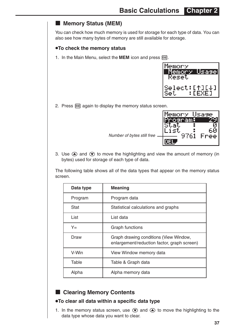 Basic calculations chapter 2 | Casio fx-7400G PLUS Basic Operation User Manual | Page 25 / 30