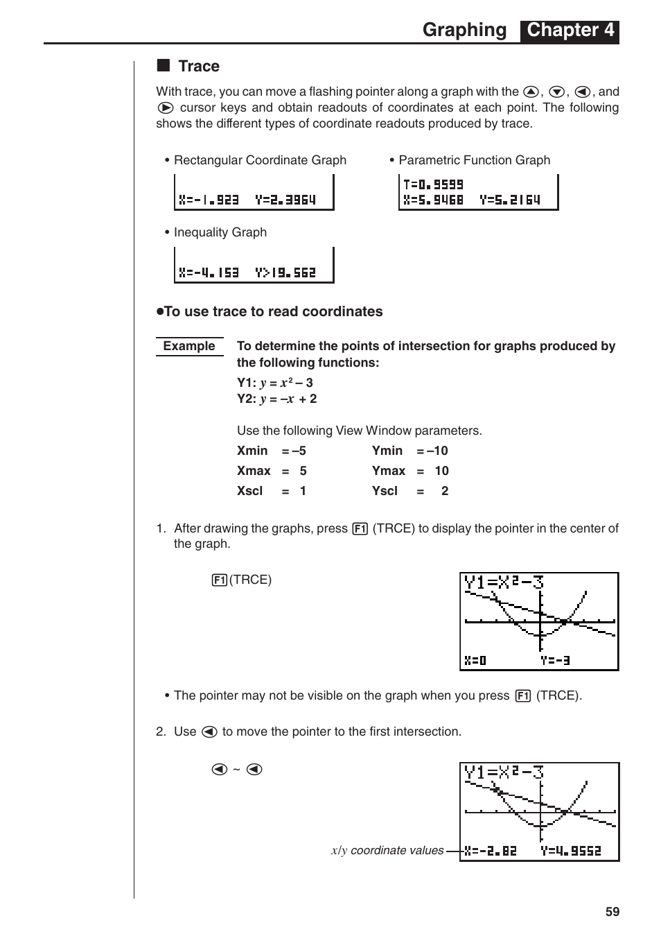 Graphing chapter 4, Kk trace | Casio fx-7400G PLUS Graphing User Manual | Page 13 / 26