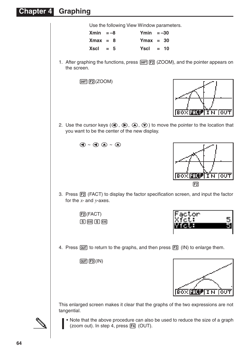 Chapter 4 graphing | Casio fx-7400G PLUS Graphing User Manual | Page 18 / 26