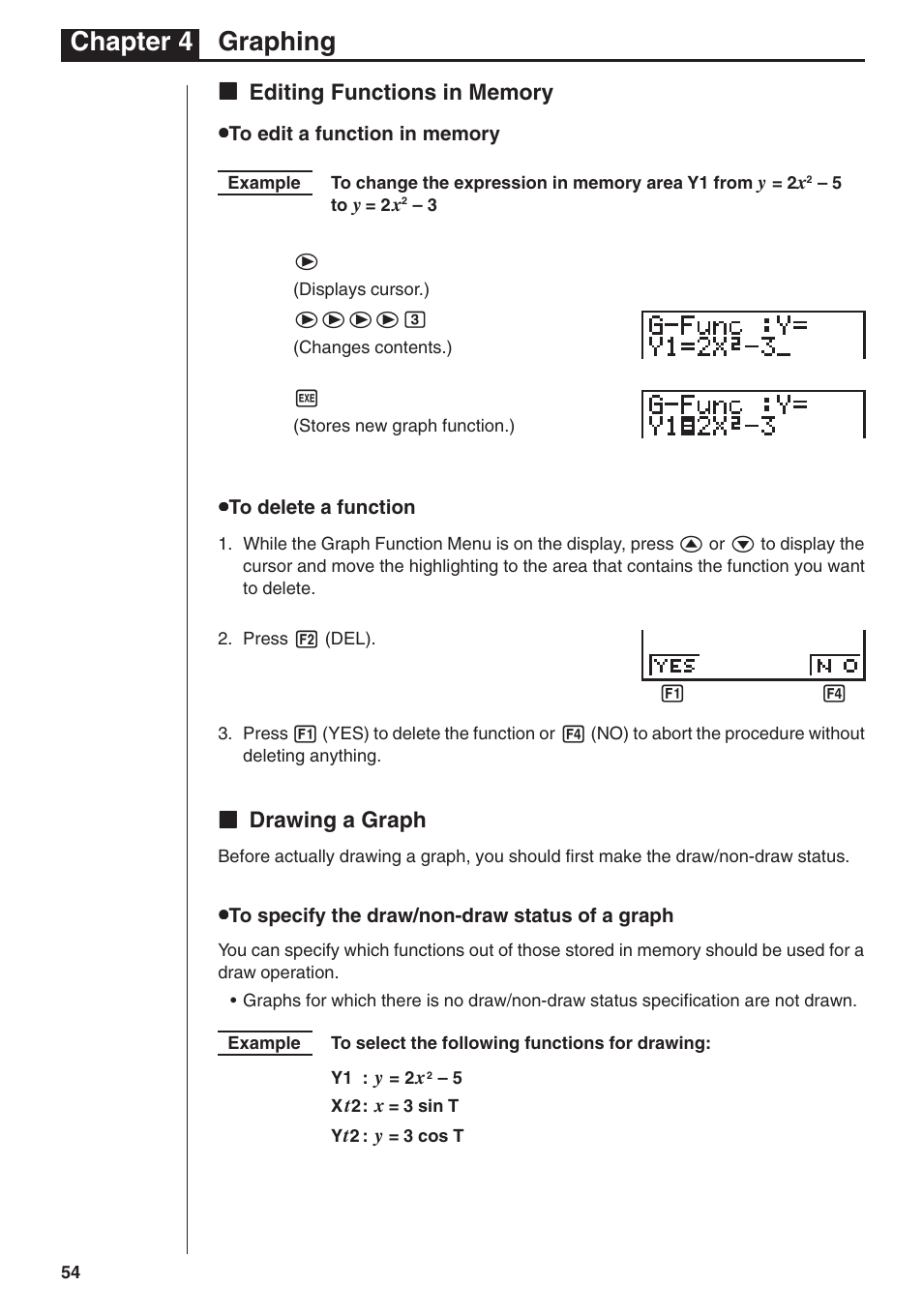 Chapter 4 graphing, Kk drawing a graph | Casio fx-7400G PLUS Graphing User Manual | Page 8 / 26
