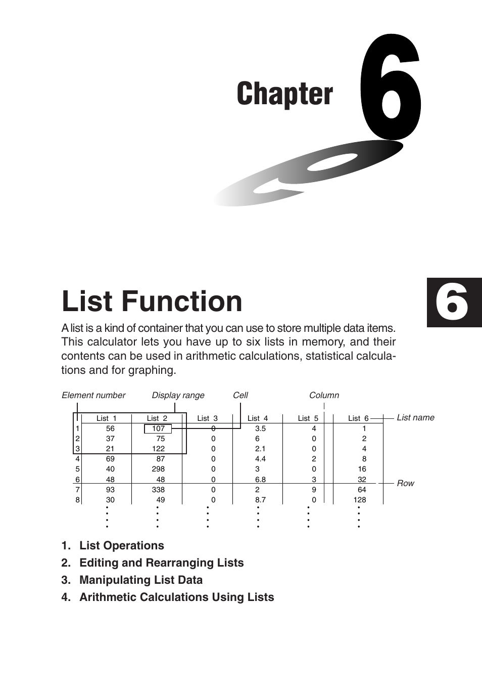 Casio fx-7400G PLUS List Function User Manual | 16 pages